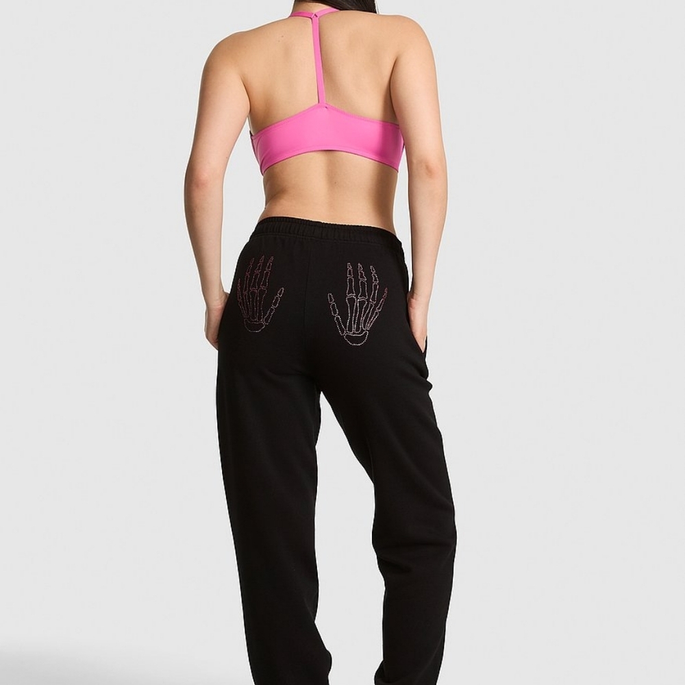NWT PINK Ivy Fleece Campus Sweatpants Sz Large Long